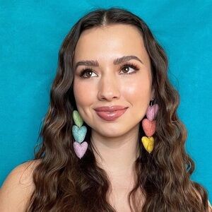 Fruity Poms Pastel Heart Earrings
